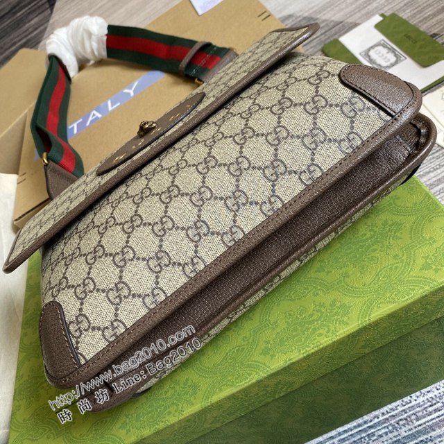 Gucci新款包包 古馳紅綠織帶經典斜挎包 Gucci高級人造帆布郵差包 495654  ydg3117